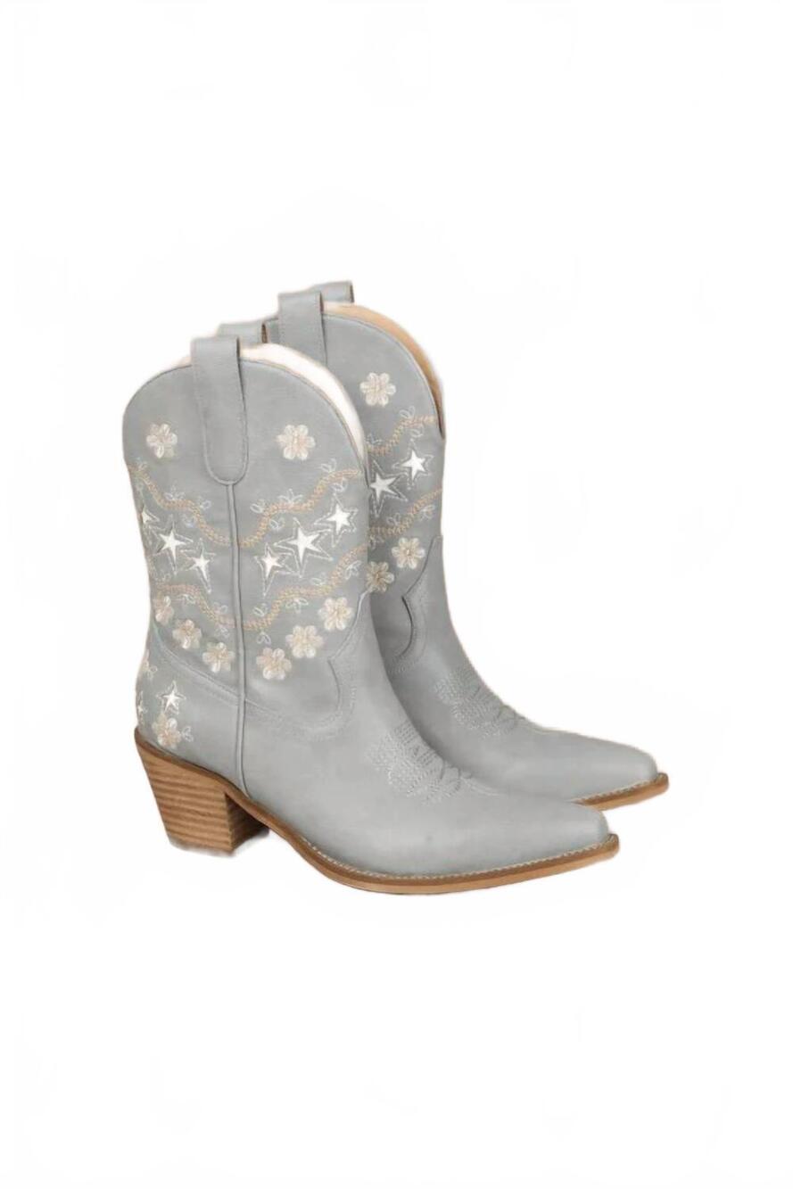 NEW SURELYMINE women's stardust western boots in smoke gray